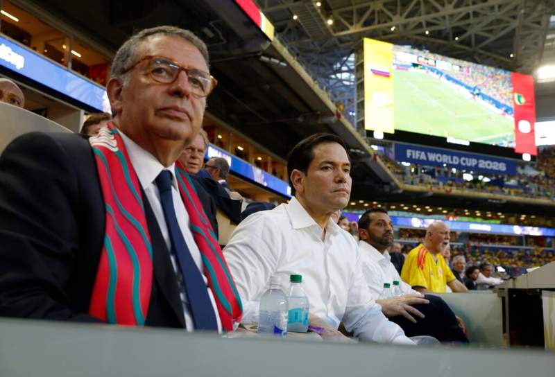 Image from: Gianni Infantino attends Portugal – Colombia World Cup game with Donald Trump cabinet member