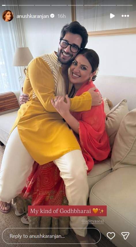 Image from: Parents-to-be Aditya Seal, Anushka Ranjan share glimpses from their 'Godh Bharai' ceremony