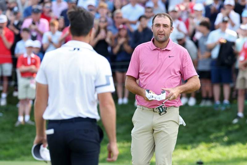 Image from: Scottie Scheffler raves about Viktor Hovland after losing to him at the Travelers, ‘He has so much talent’