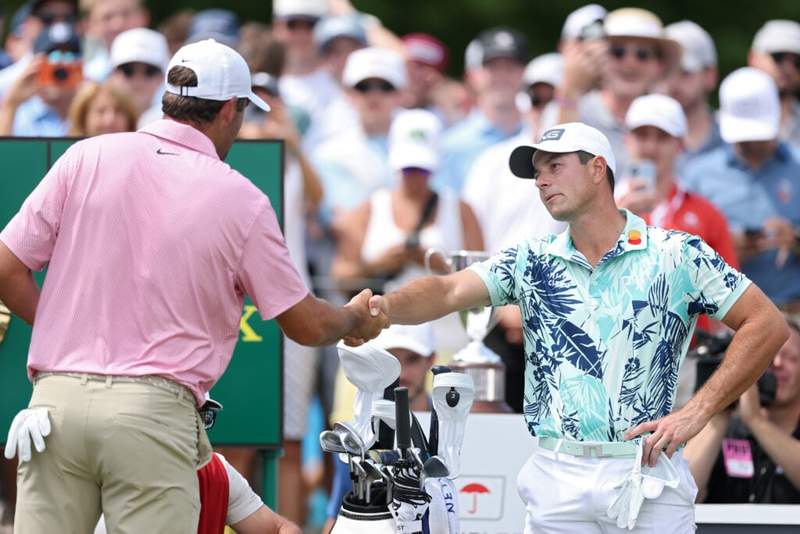 Image from: What Viktor Hovland did after missing the cut at the US Open pays off as he wins the Travelers Championship
