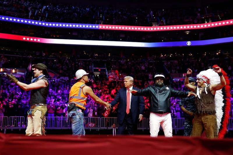 Image from: Donald Trump pays emotional tribute to YMCA singer Victor Willis after hit became rally anthem