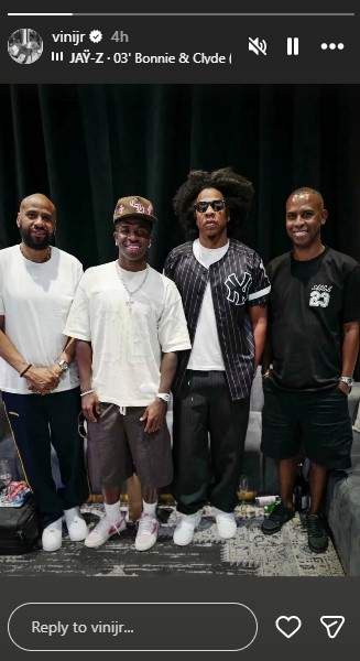 Image from: FIFA World Cup 2026: Brazil striker Vinicius Jr meets iconic rapper Jay-Z