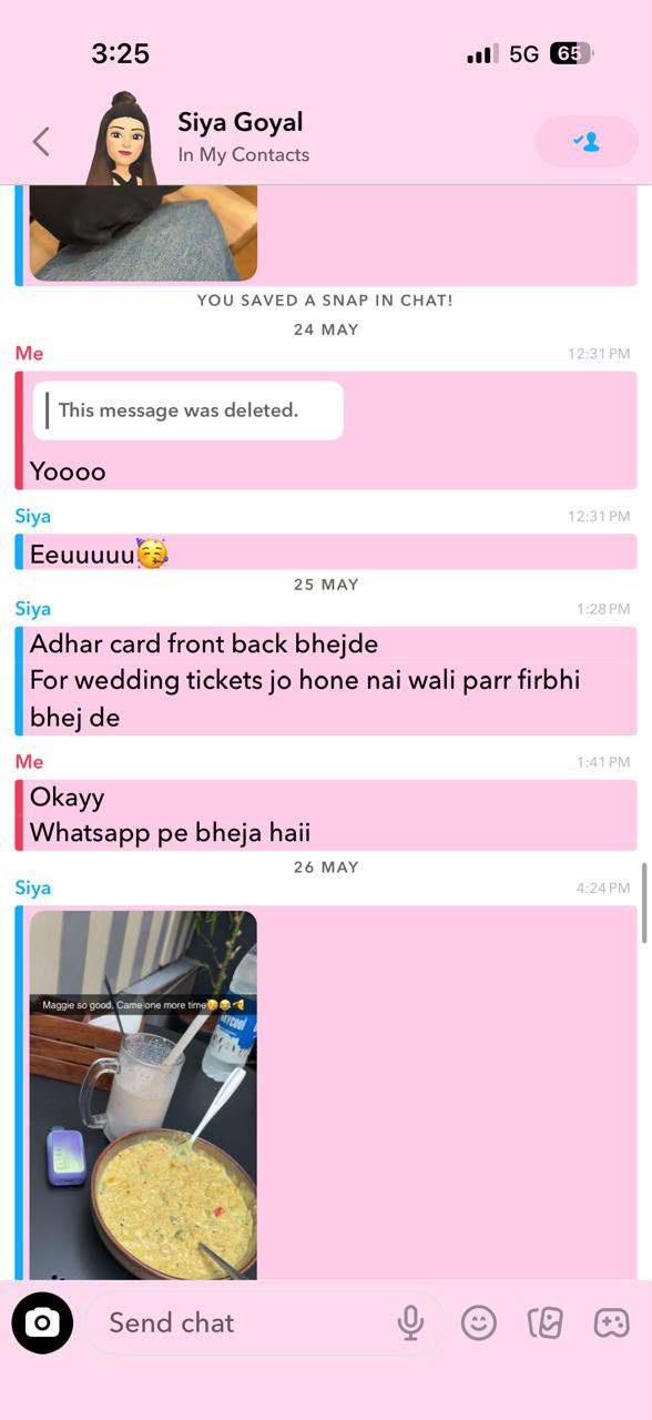 Image from: Deleted chats recovered from Siya Goyal’s phone under scanner; wedding ticket message raises questions
