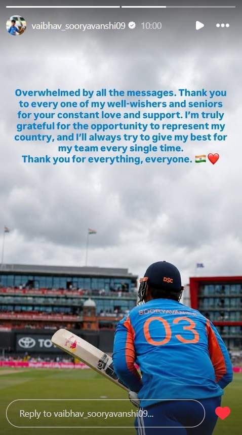 Image from: "Overwhelmed by all messages": Sooryavanshi on becoming youngest international cricketer for India