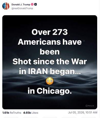 Image from: Trump slams Chicago leaders: Contrasts deaths in shooting incidents to US casualties in Iran conflict