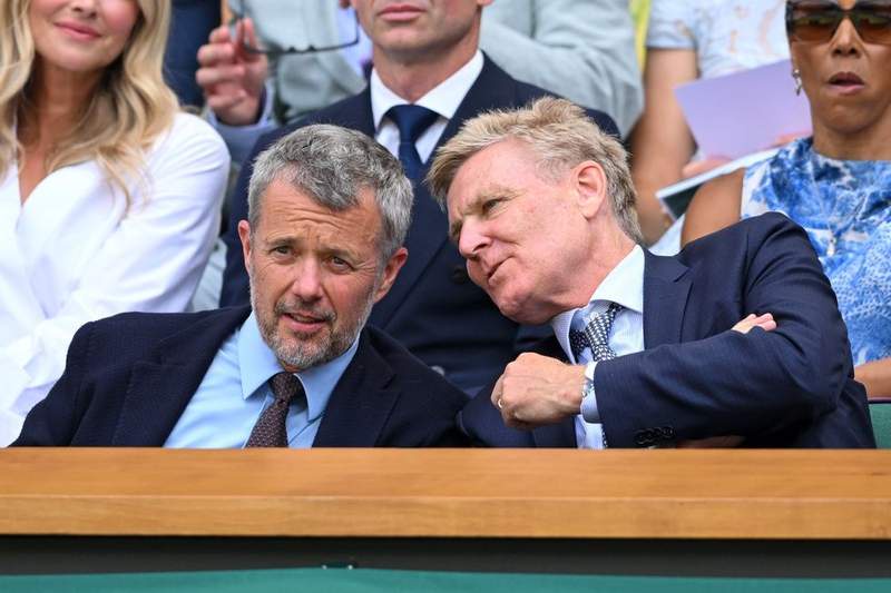 Image from: King of Denmark pictured in Royal Box at Wimbledon as he watches Novak Djokovic match