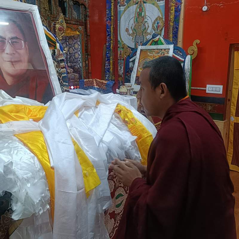 Image from: Shimla: Tibetan monks-in-exile keep faith alive with prayers on Dalai Lama's 91st birthday