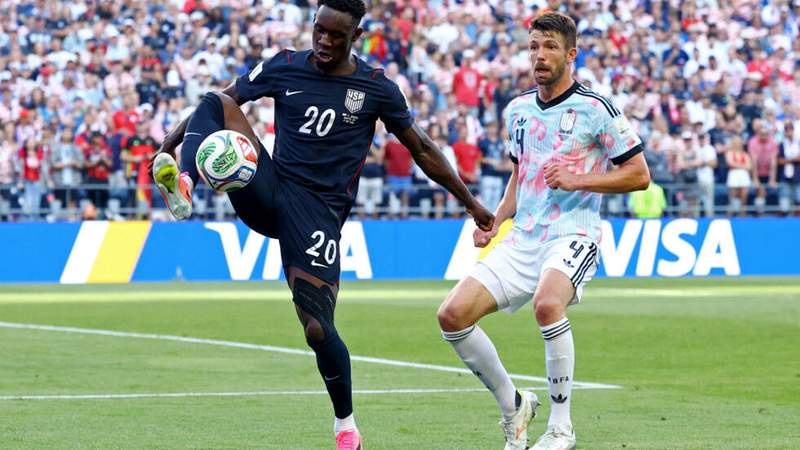 Image from: Belgium thump ragged USA to end co-hosts' World Cup dream and set up Spain clash