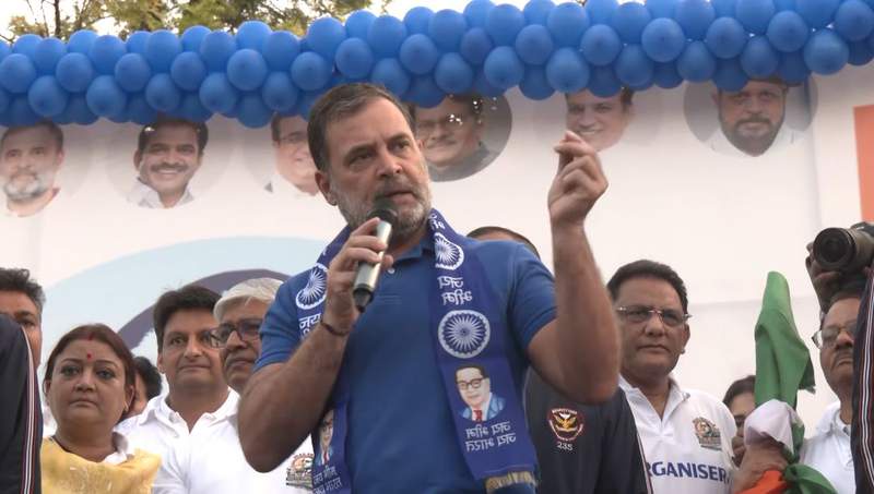 Image from: Rahul Gandhi flags off 'Run For Ambedkar, Run For Constitution' marathon in Delhi, alleges bid to undermine Constitution