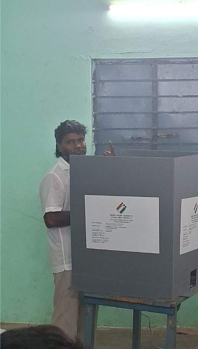 Image from: Tamil Nadu polls: Dhanush, Pa Ranjith cast votes in Chennai