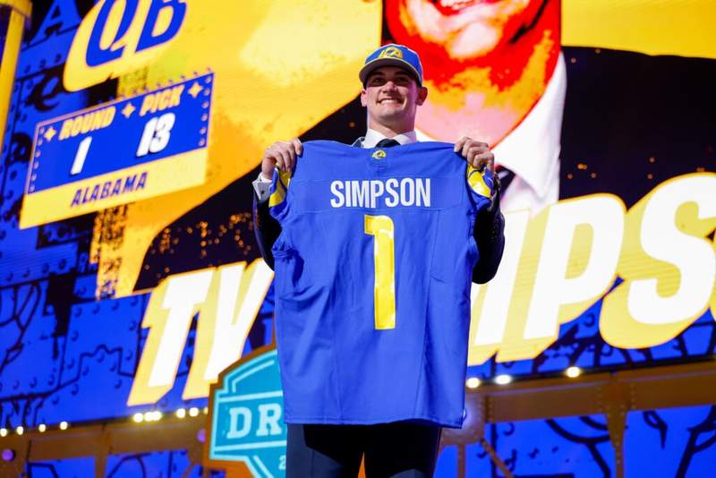 Image from: Disappointed Rams head coach Sean McVay leads to ‘bizarre’ reaction after Ty Simpson draft selection