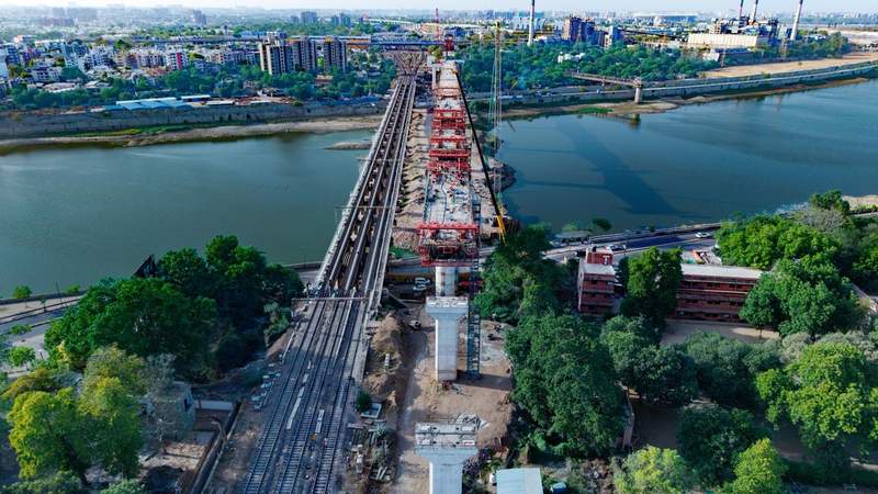 Image from: Sabarmati bridge for bullet train project progresses steadily in Ahmedabad