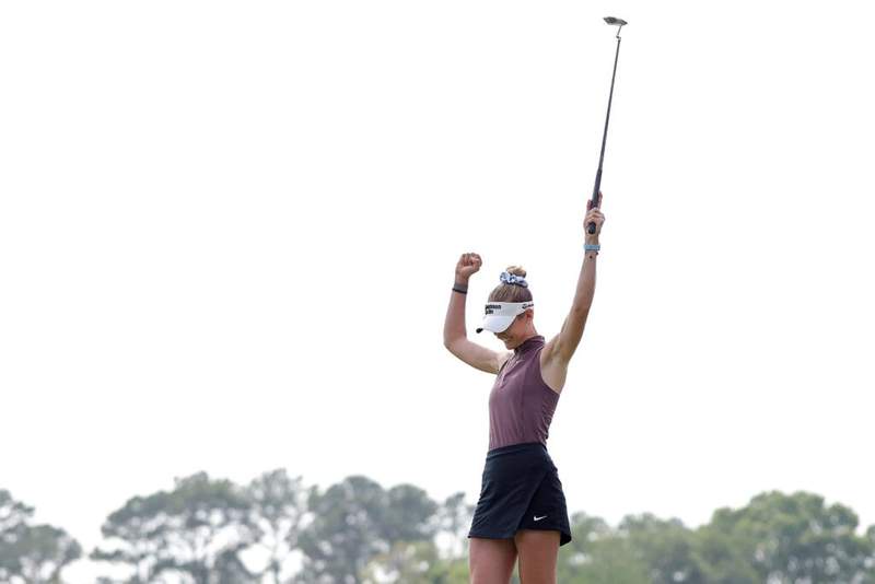 Image from: Nelly Korda makes a comment on the crowds at Memorial Park after she wins The Chevron Championship