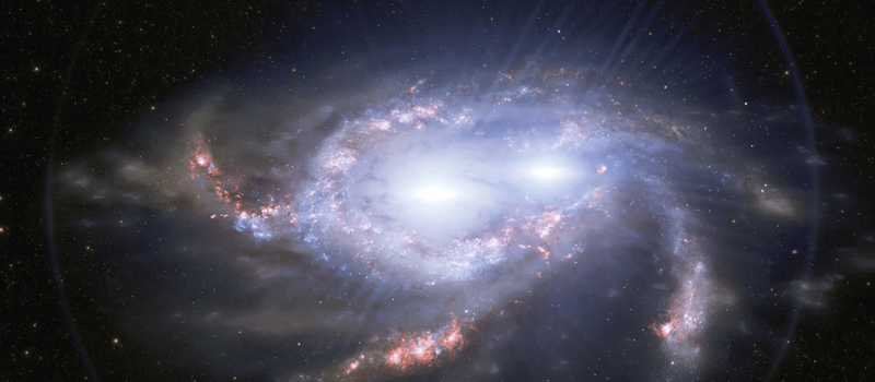 Image from: Astronomers Capture Rare Quasar Pair Colliding Just 1 Billion Years After Big Bang