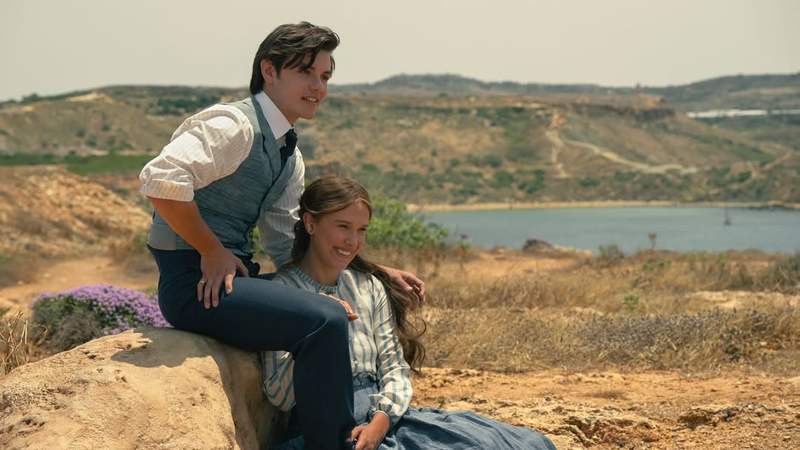 Image from: First look of Enola Holmes 3: Millie Bobby Brown investigates case amid her wedding
