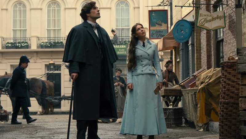 Image from: First look of Enola Holmes 3: Millie Bobby Brown investigates case amid her wedding