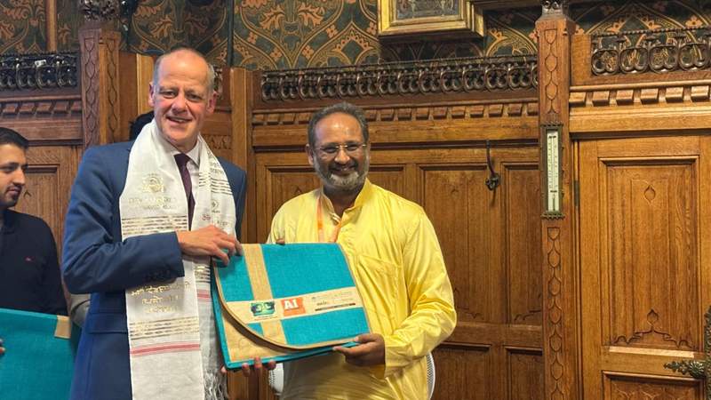 Image from: AWGP Youth Icon Dr. Chinmay Pandya bridges Indian culture and ethical AI from the UK PM's residence to London peace conclave