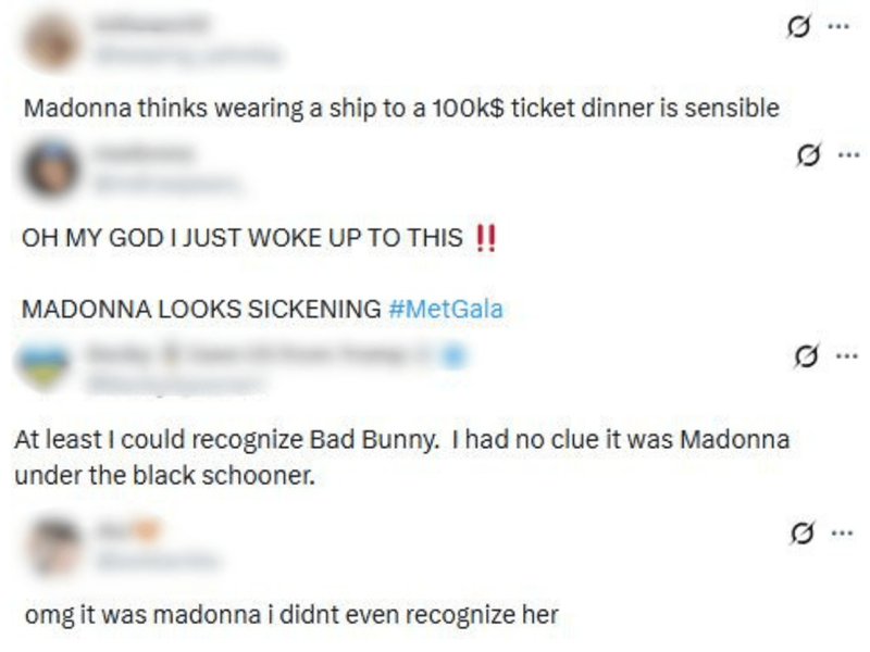 Image from: Madonna branded 'unrecognisable' as singer debuts striking appearance at Met Gala: 'Had no clue!'