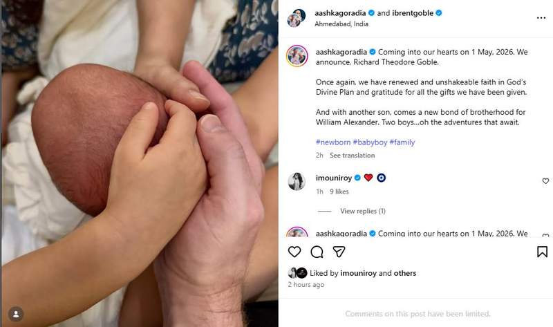 Image from: Aashka Goradia, Brent Goble blessed with second child