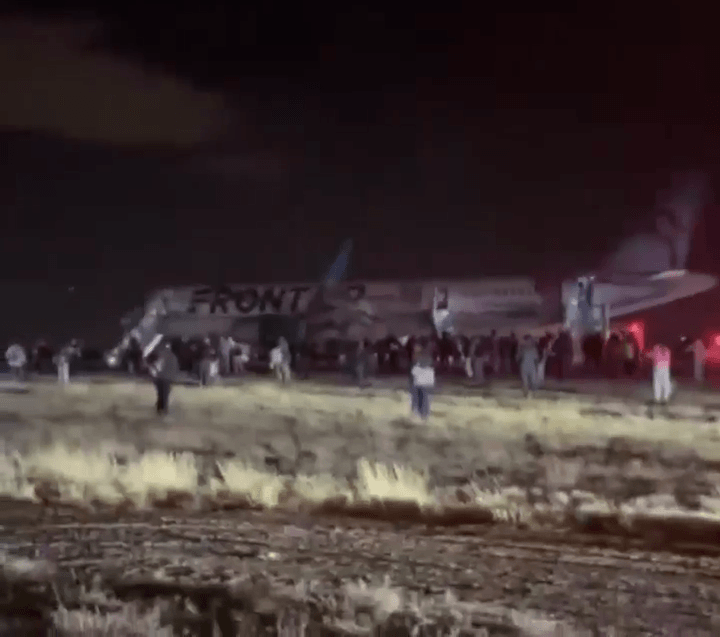 Image from: Frontier Airline plane hits person who trespassed on runway at Denver Airport
