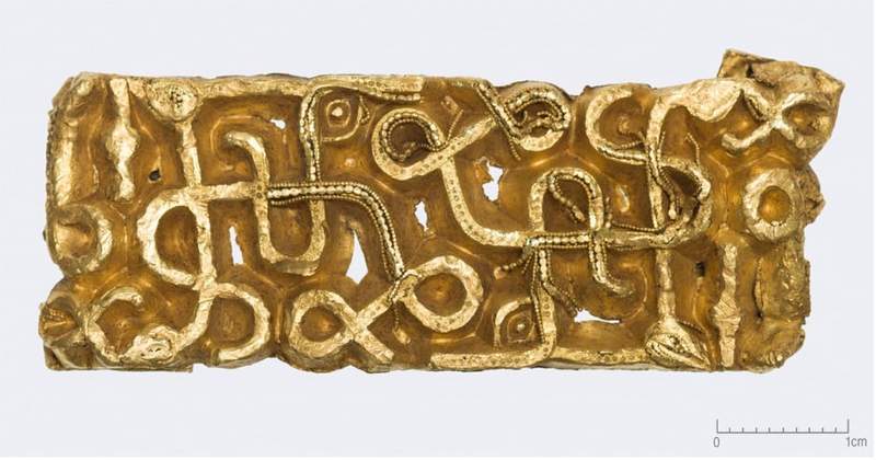 Image from: Under a Fallen Tree in a Norwegian Forest, a Hiker Discovers 1,500-Year-Old Gold Sword Scabbard
