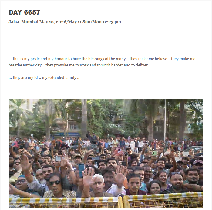 Image from: Amitabh Bachchan thanks his fans, calls them ‘extended family’