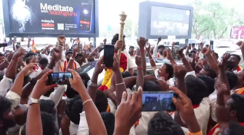 Image from: TVK's N M Sukumar welcomed by cadres at Coimbatore airport; says "will focus on development of Sulur constituency"