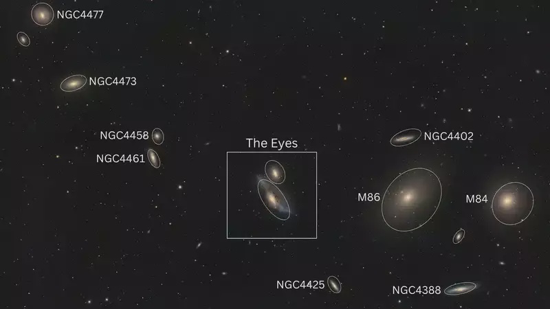 Image from: Astrophotographer Unveils Incredible Image of Galactic “Eyes” in Deep Space