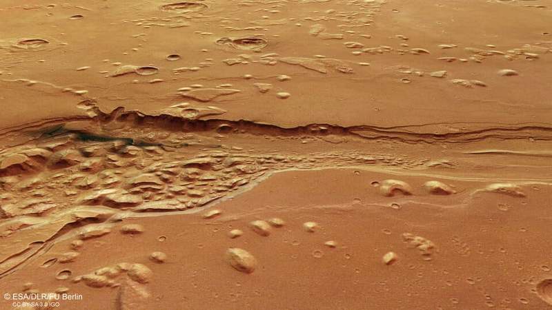 Image from: Mars Express Captures Strange Dark Remains of a 3.5-Billion-Year-Old Waterway on The Red Planet
