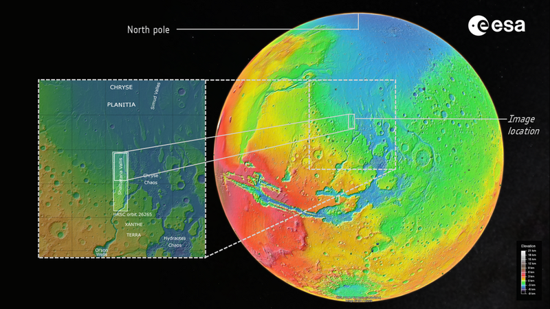 Image from: Mars Express Captures Strange Dark Remains of a 3.5-Billion-Year-Old Waterway on The Red Planet