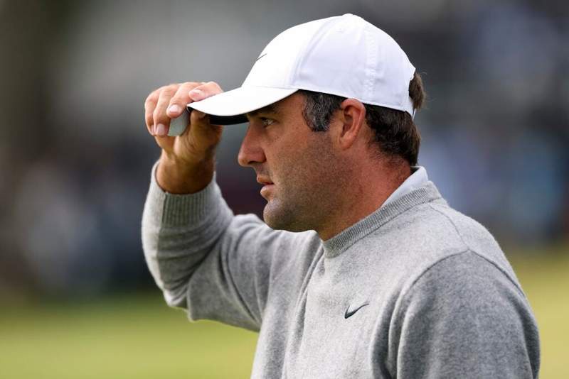 Image from: Scottie Scheffler reacts immediately after taking early lead at the PGA Championship on day one