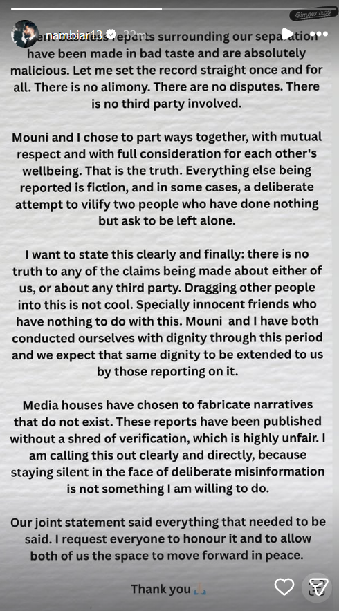 Image from: Suraj Nambiar breaks silence on separation from Mouni Roy, denies alimony and third-party rumours