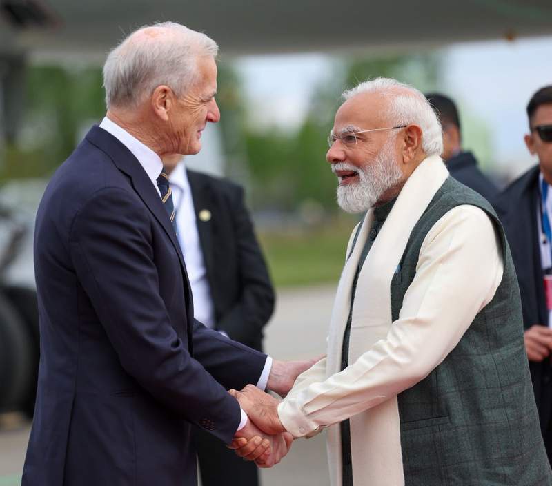 Image from: PM Modi arrives in Norway for historic bilateral visit, Norwegian PM Støre welcomes him at airport