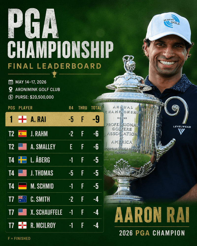 Image from: Rory McIlroy reveals major regret after Aaron Rai wins PGA Championship
