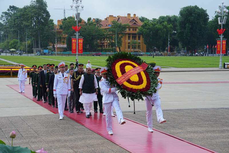 Image from: Defence Minister Rajnath Singh pays homage to Ho Chi Minh in Hanoi
