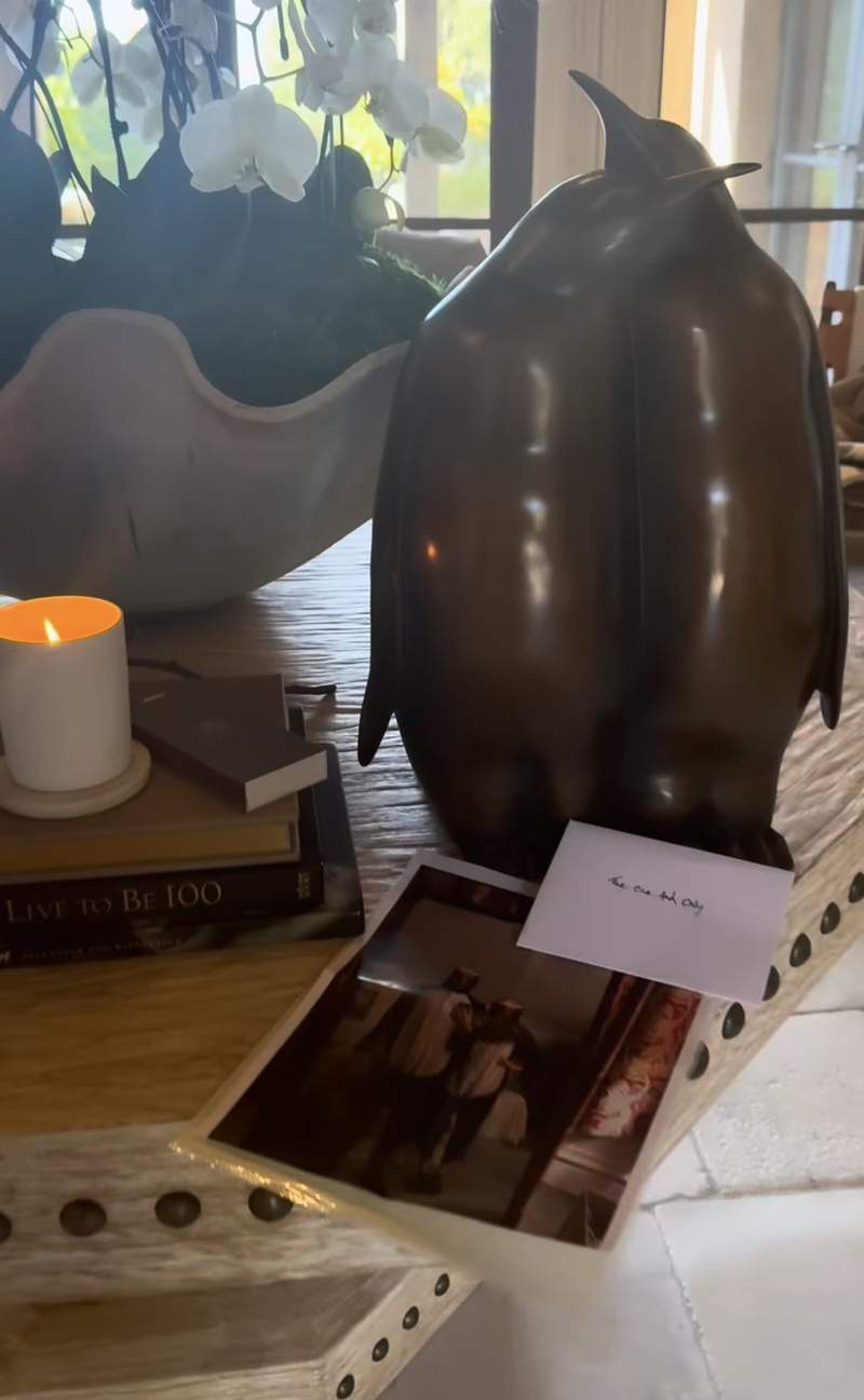 Image from: Harry presents penguin statues to Meghan eight years after royal wedding