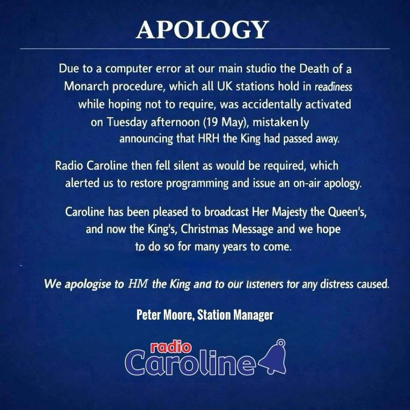 Image from: Radio station forced to issue apology after mistakenly announcing King Charles had died