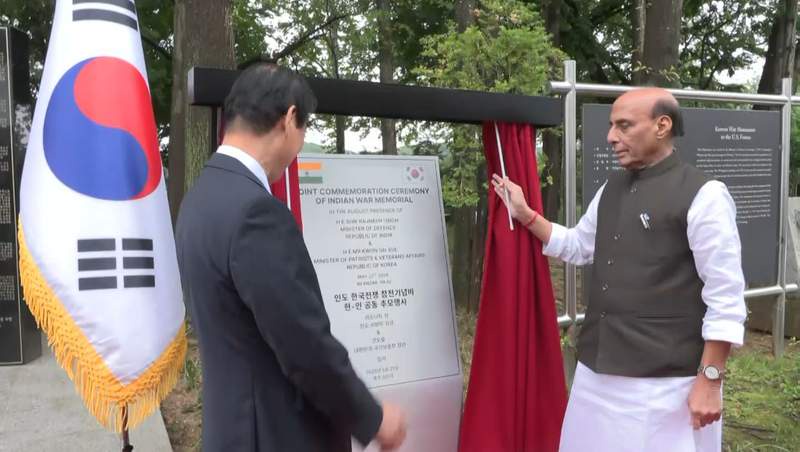 Image from: Rajnath Singh pays tribute to Indian Korean War veterans at Imjingak Peace Park