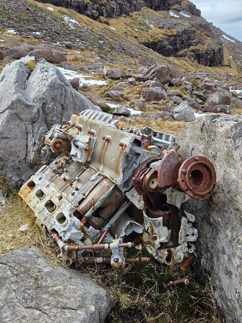 Image from: A Boy Stumbles Upon a V12 Engine in the Mountains and Uncovers a Forgotten Bomber Crash Hidden in Rocks Since 1951
