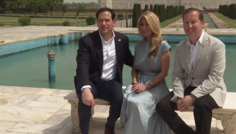 Image from: US State Secretary Marco Rubio visits Taj Mahal in Agra with wife Jeanette D Rubio