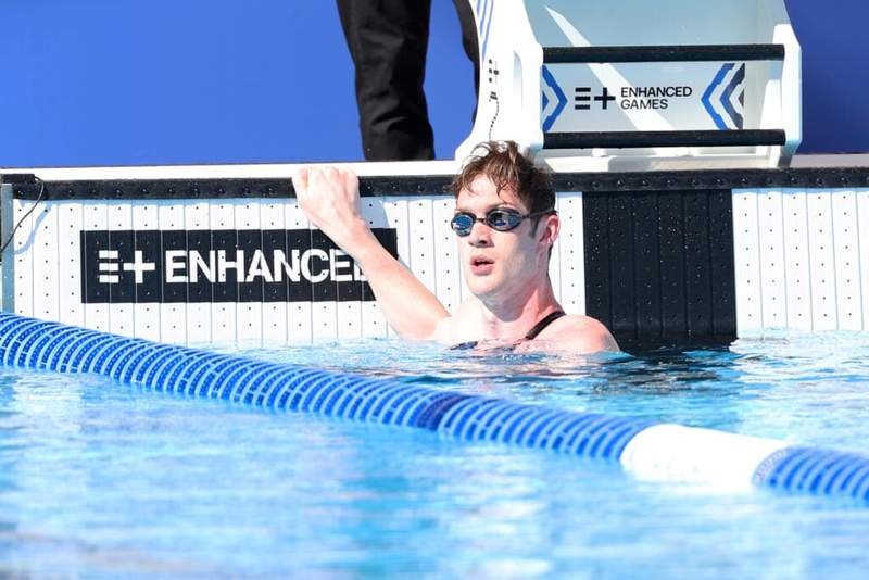 Image from: Non-enhanced swimmer stuns Enhanced Games with $250,000 backstroke win