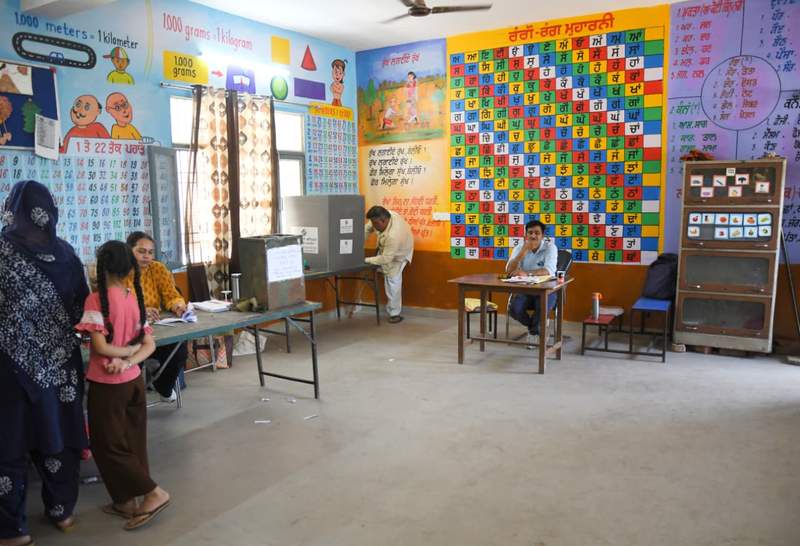 Image from: Voters exercise their franchise to vote in Punjab civic body polls