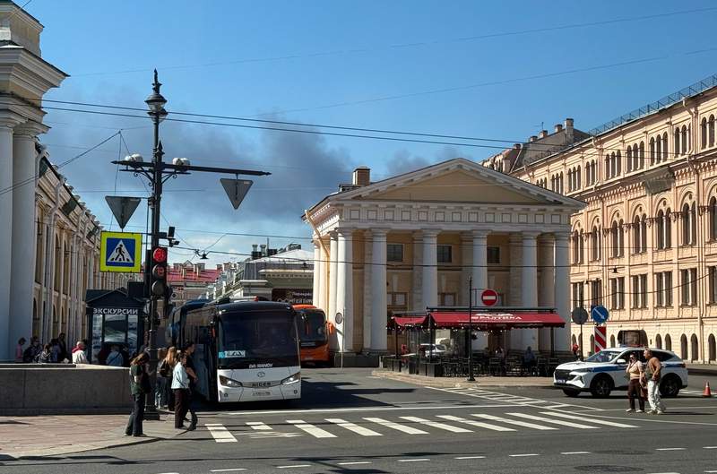 Image from: Drones hit St Petersburg port as Putin hosts major economic forum