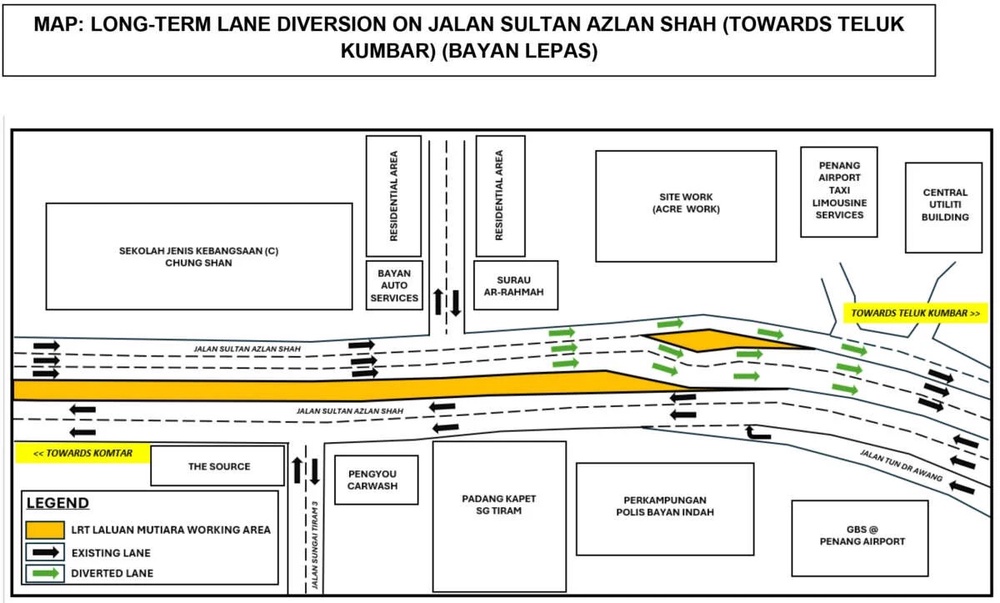 Penang-Mutiara-LRT-Line-Jalan-Sultan-Azlan-Shah-traffic-diversion