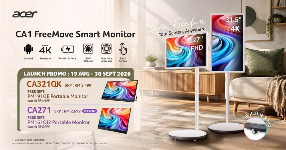 Image from: Acer CA1 Smart Monitors Launch in Malaysia With Wheeled Stand, Built-In Battery and Android From RM2,699