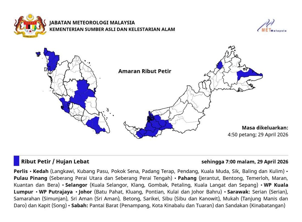 Image from: Amaran ribut petir di banyak negeri petang ini