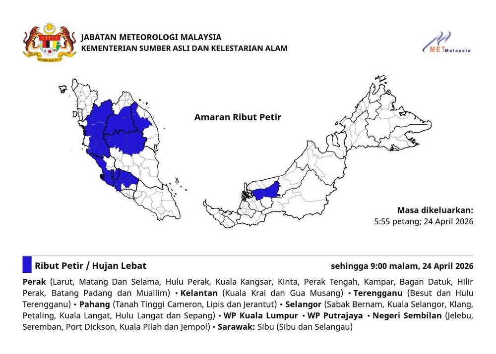 Image from: Amaran cuaca buruk: Selangor, KL dijangka hujan lebat