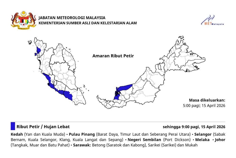Image from: Amaran ribut petir hingga 9 pagi ini, beberapa negeri terjejas
