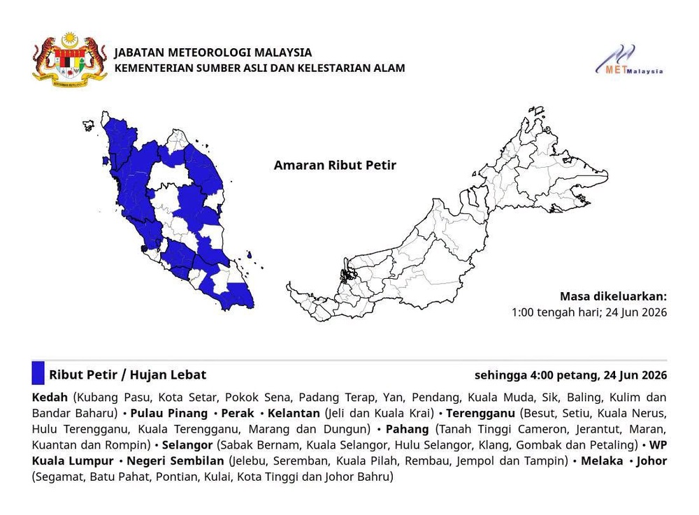 Image from: Enam daerah di Selangor diramal hujan lebat hingga 4 petang