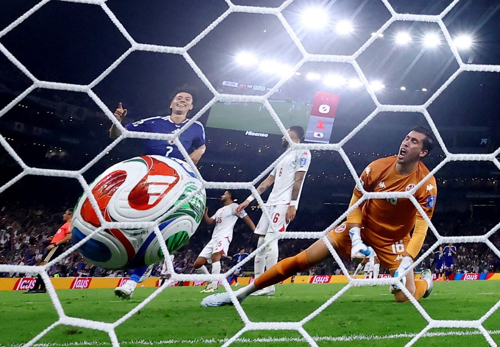 Image from: Japan rout Tunisia 4-0 as Ueda shines in World Cup's 1,000th match